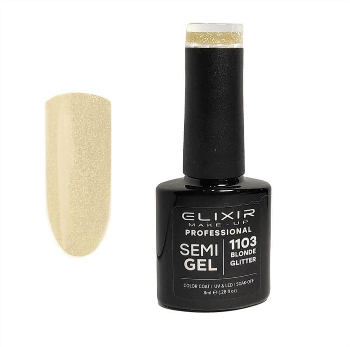 Ημιμόνιμο Βερνίκι Elixir Semi Gel Uv&Led 1103 Blond Glitter  8ml