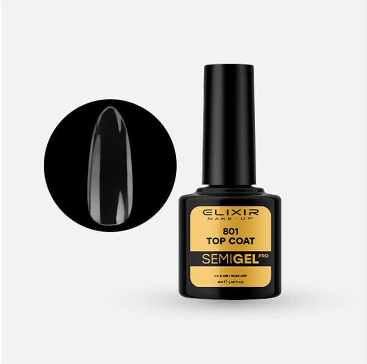 Ημιμόνιμο Βερνίκι Elixir Semi Gel Uv&Led 801 Top Coat 8ml