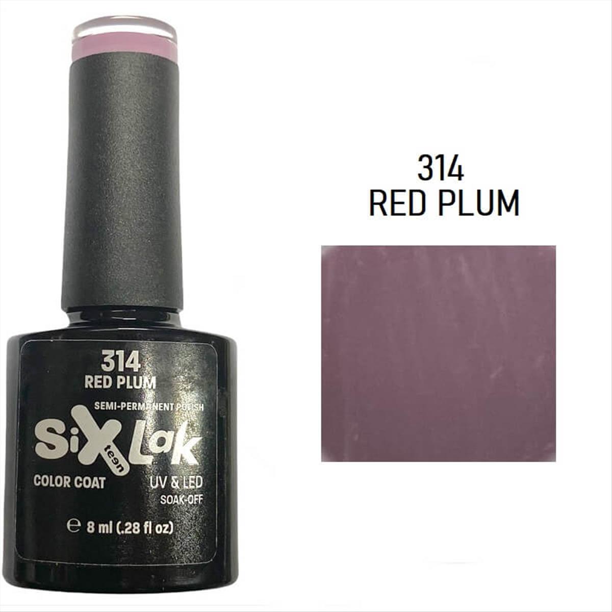 Semi-permanent Varnish SixLak Uv & Led Soak Off 314 Red Plum 8ml