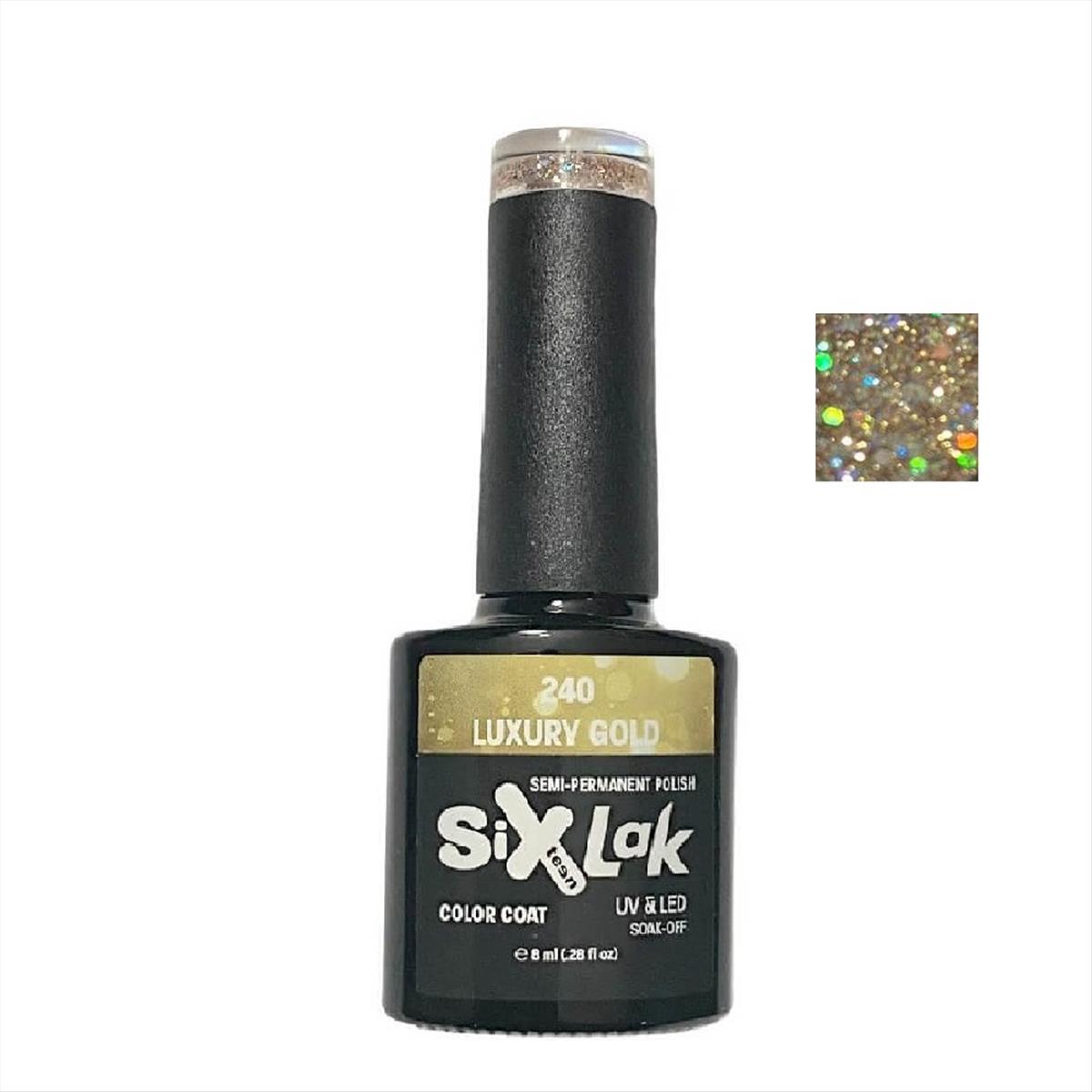 Semi-permanent Varnish SixLak Uv & Led Soak Off Luxury Gold No240-8ml