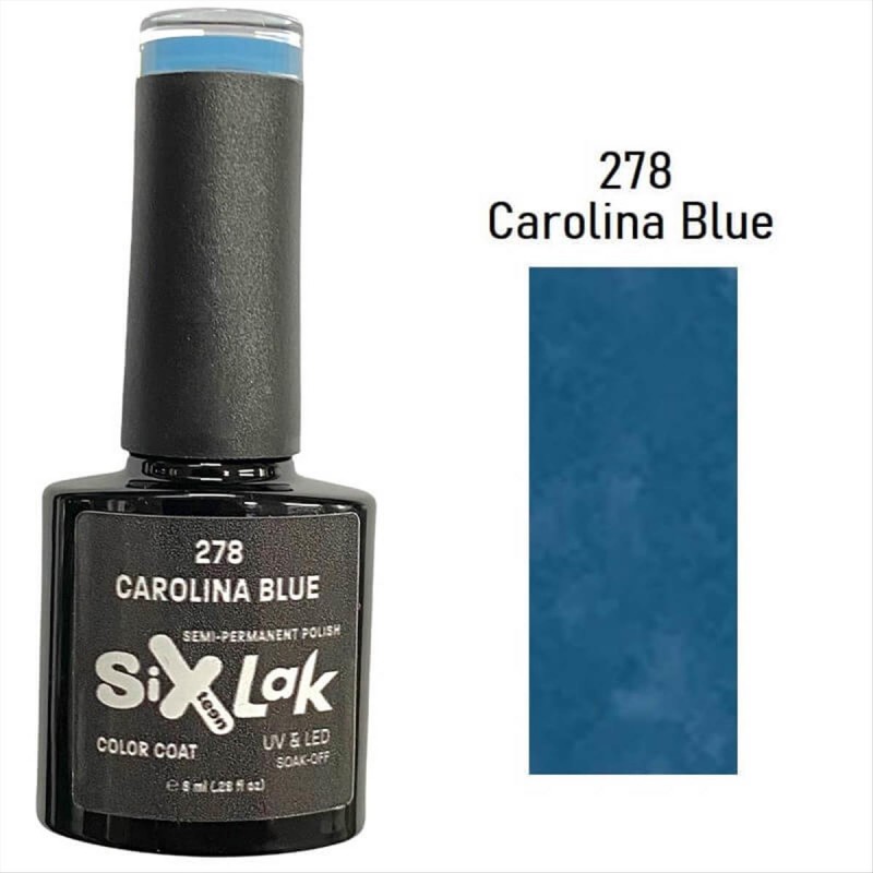 Ημιμόνιμο Βερνίκι SixLak Uv & Led Soak Off No278 Carolina Blue 8ml
