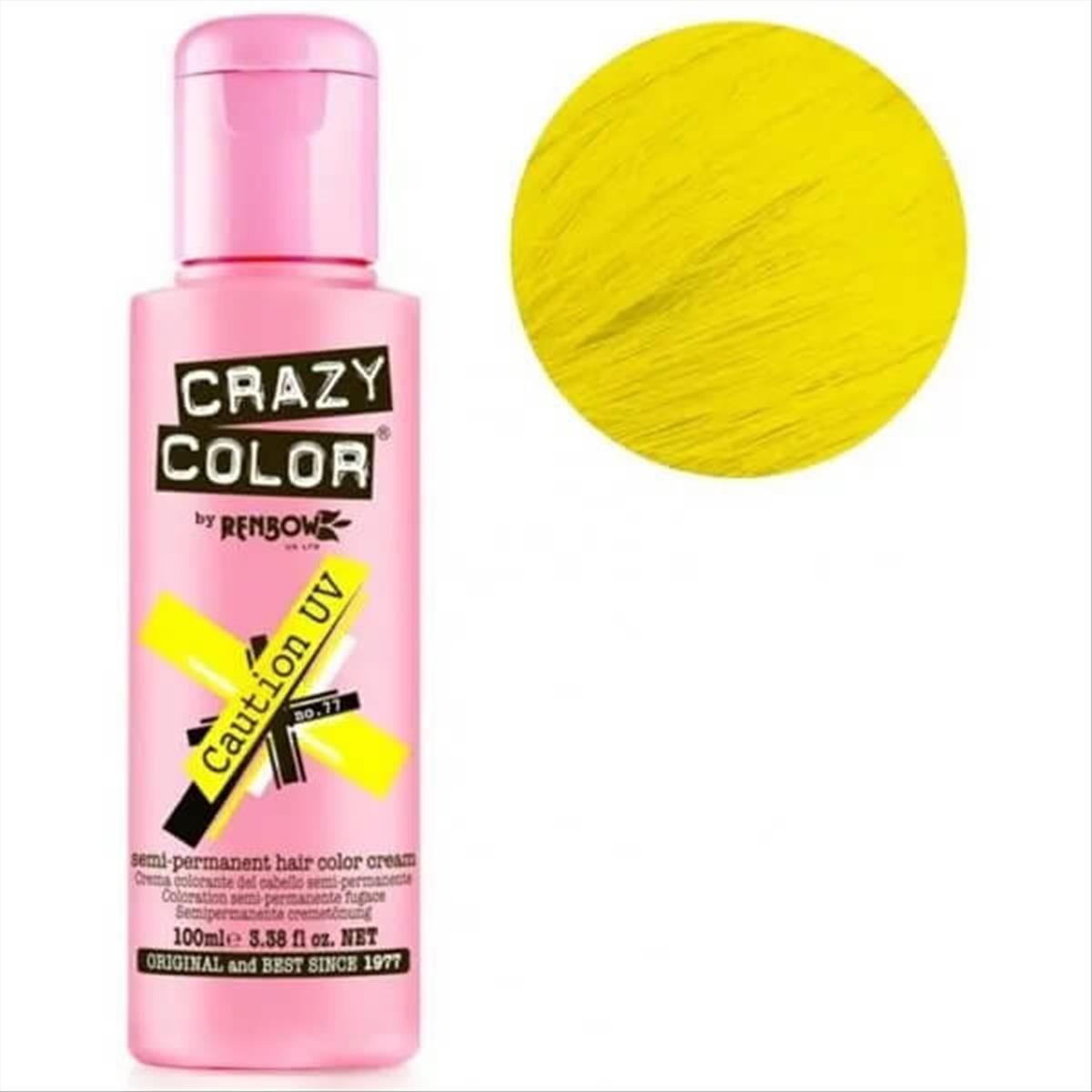 Ημιμόνιμη Βαφή Crazy Color 77 Caution Uv 100ml