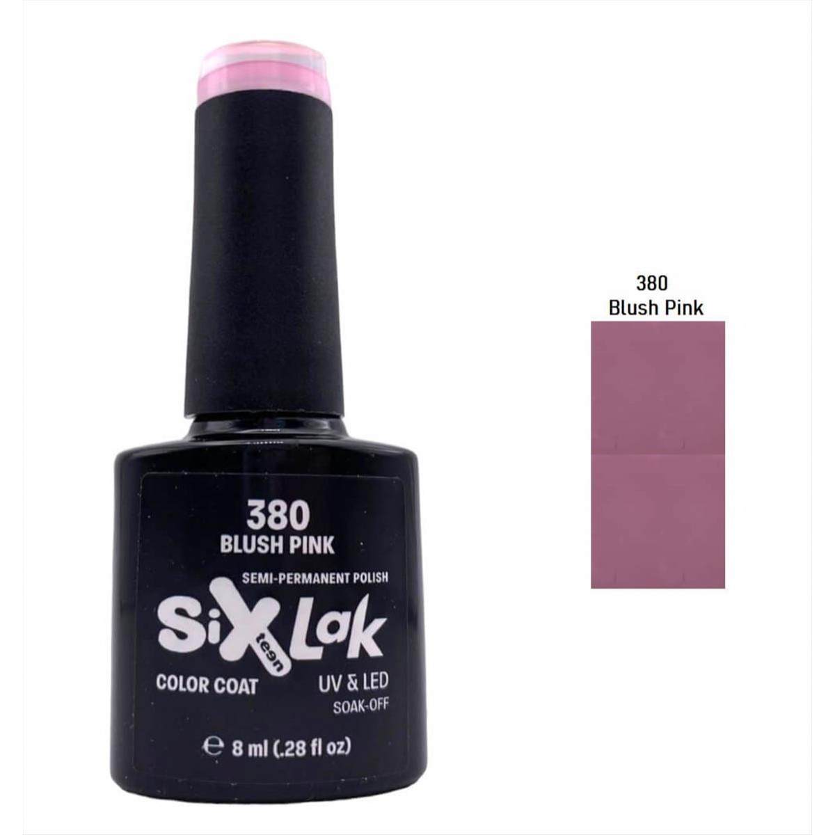 Semi-permanent Varnish SixLak Uv & Led Soak Off No380 Blush Pink 8ml