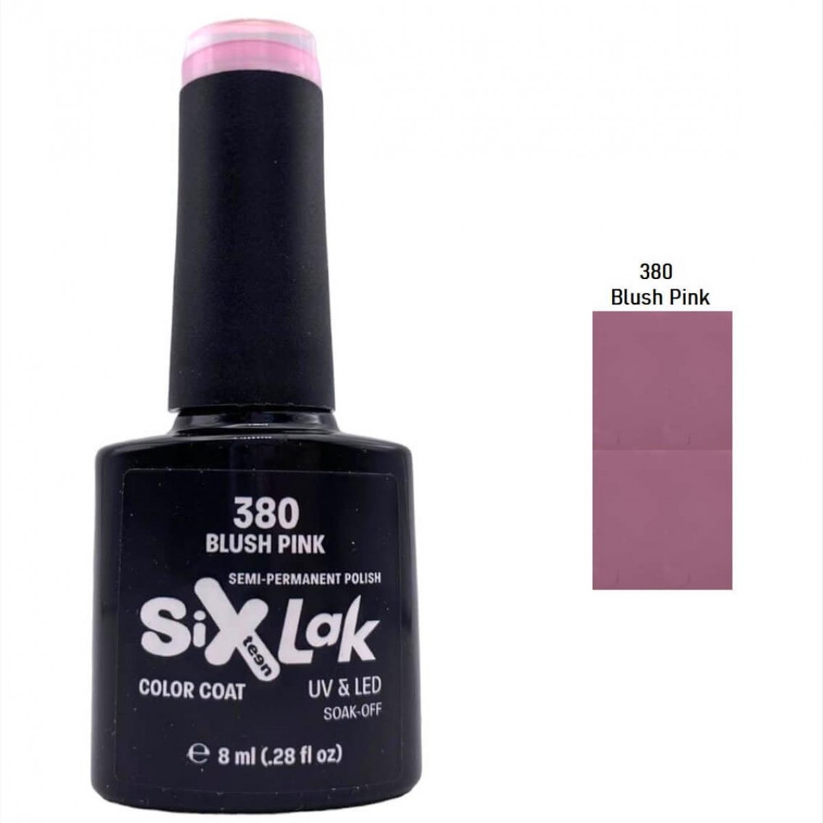 Ημιμόνιμο Βερνίκι SixLak Uv & Led Soak Off No380 Blush Pink 8ml