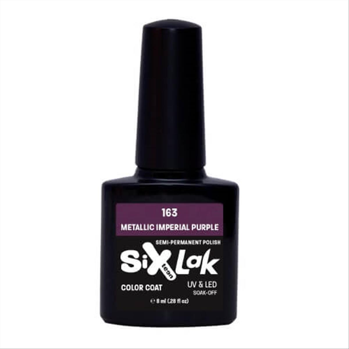 Semi-permanent Varnish SixLak Uv & Led Soak Off Metallic Imperial Purple No163-8ml