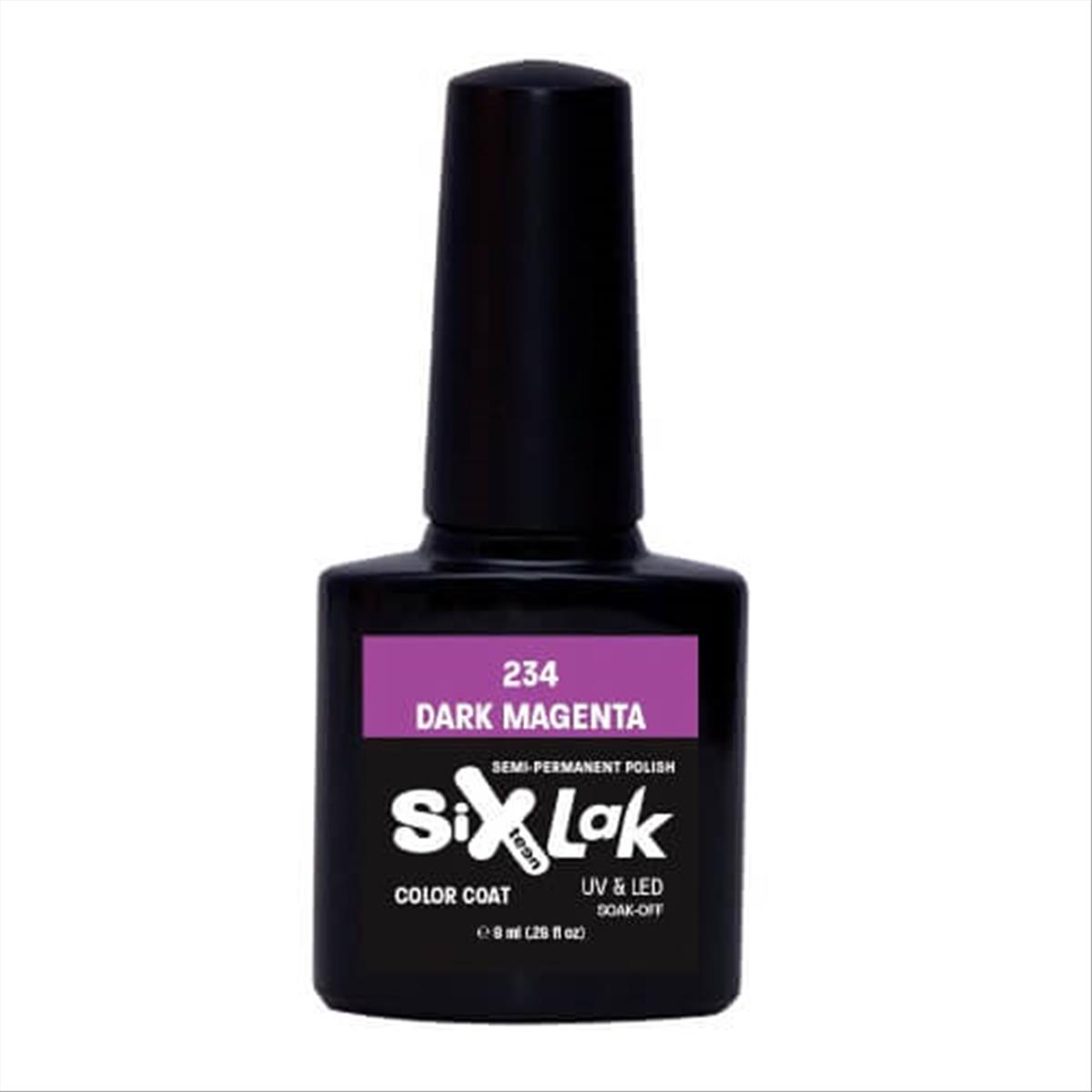 Semi-permanent Varnish SixLak Uv & Led Soak Off Dark Magenta No234-8ml