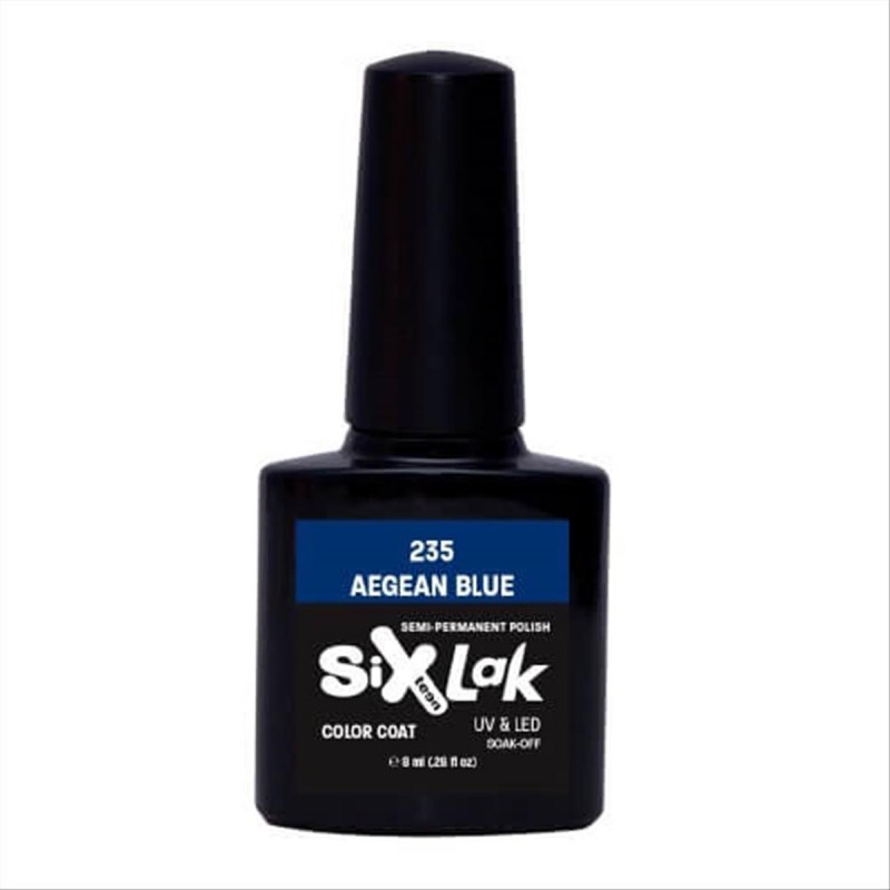 Ημιμόνιμο Βερνίκι SixLak Uv & Led Soak Off No235 Aegean Blue 8ml
