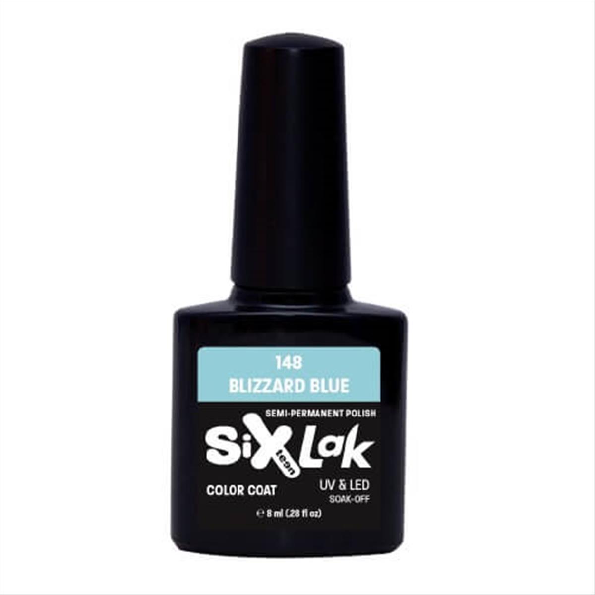 Semi-permanent Varnish SixLak Uv & Led Soak Off Blizzard Blue No148-8ml