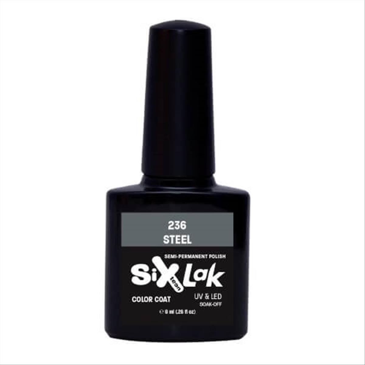 Semi-permanent Varnish SixLak Uv & Led Soak Off Steel No236-8ml