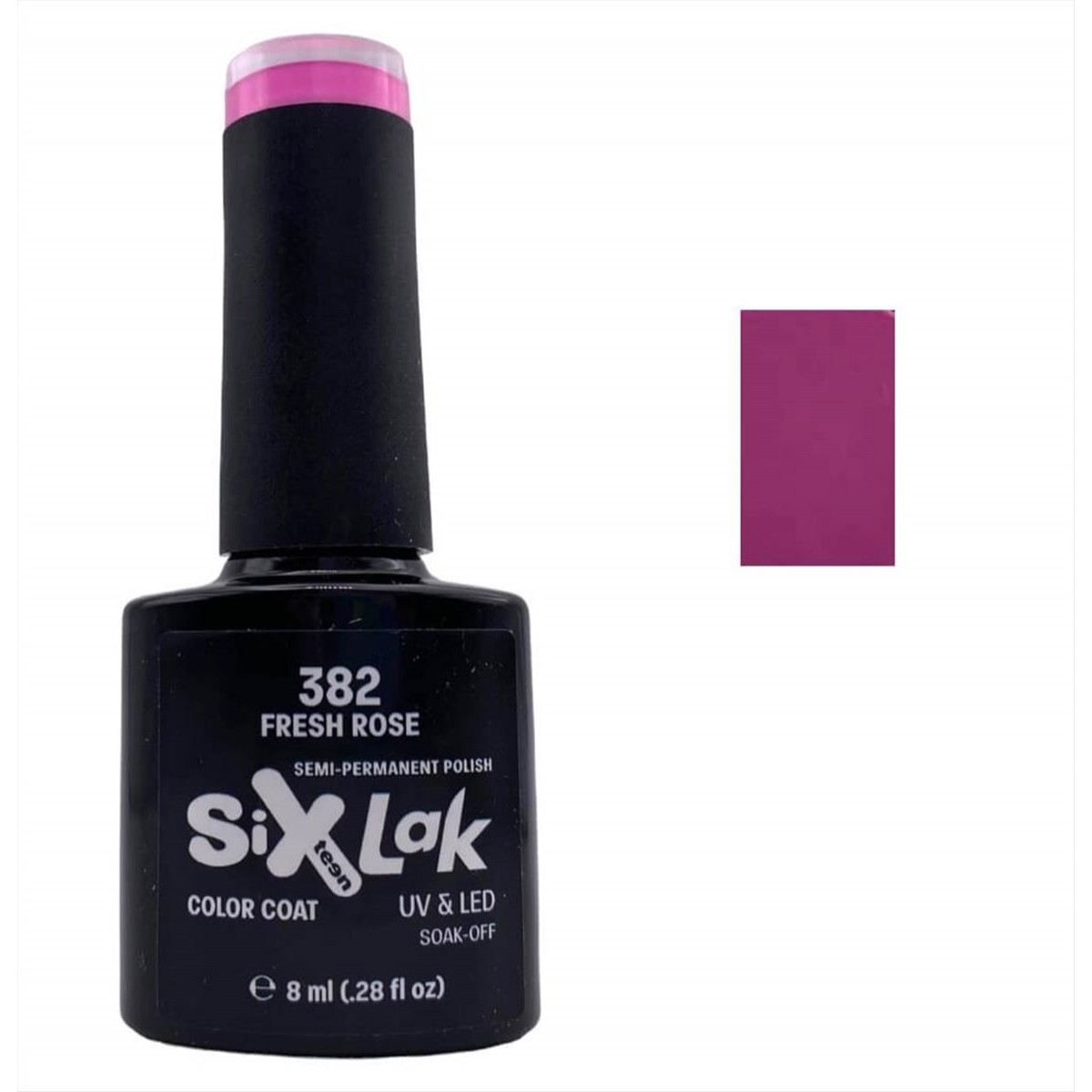 Semi-permanent Varnish SixLak Uv & Led Soak Off No382 Fresh Rose 8ml