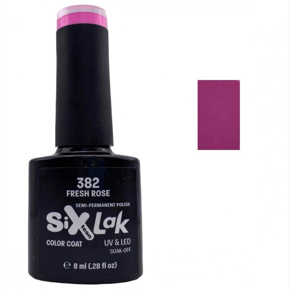 Ημιμόνιμο Βερνίκι SixLak Uv & Led Soak Off No382 Fresh Rose 8ml