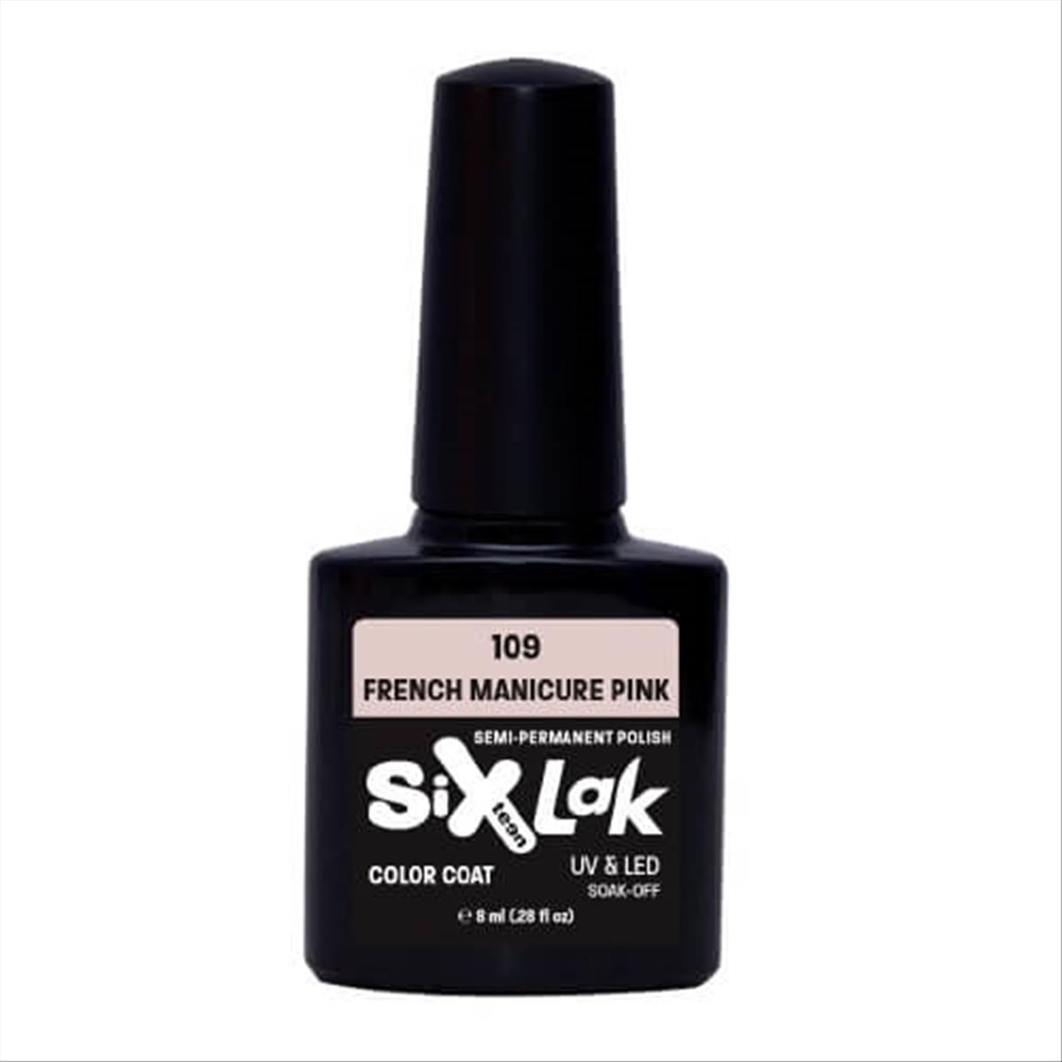 Semi-permanent Varnish SixLak Uv & Led Soak Off French Manicure Pink No109-8ml