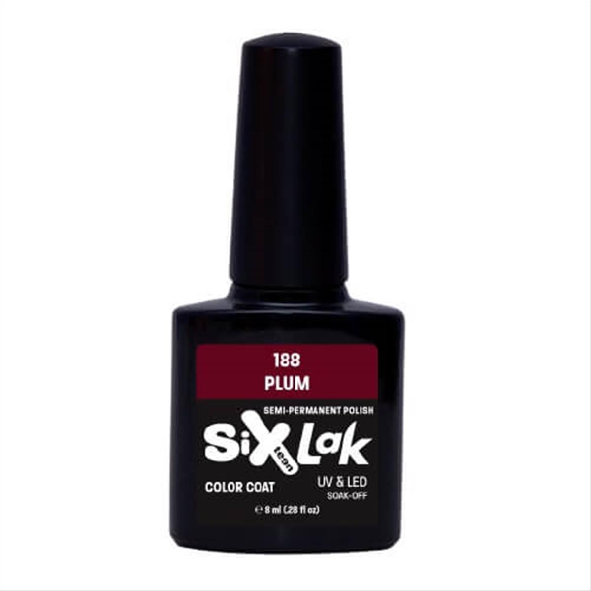 Semi-permanent Varnish SixLak Uv & Led Soak Off Plum No188-8ml