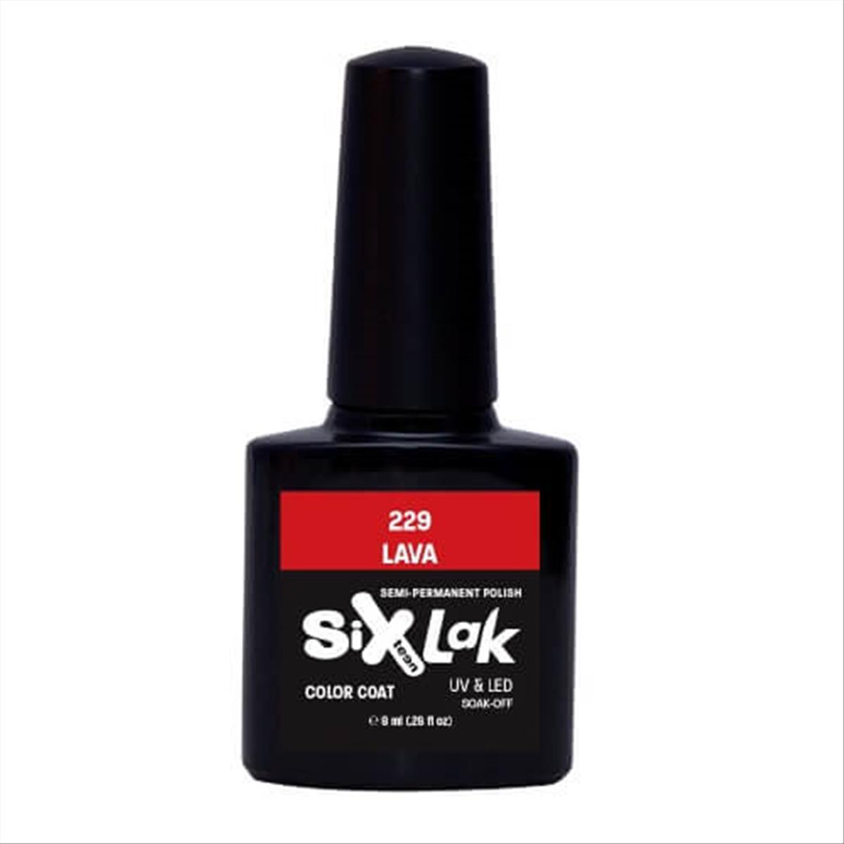 Semi-permanent Varnish SixLak Uv & Led Soak Off Lava No229-8ml