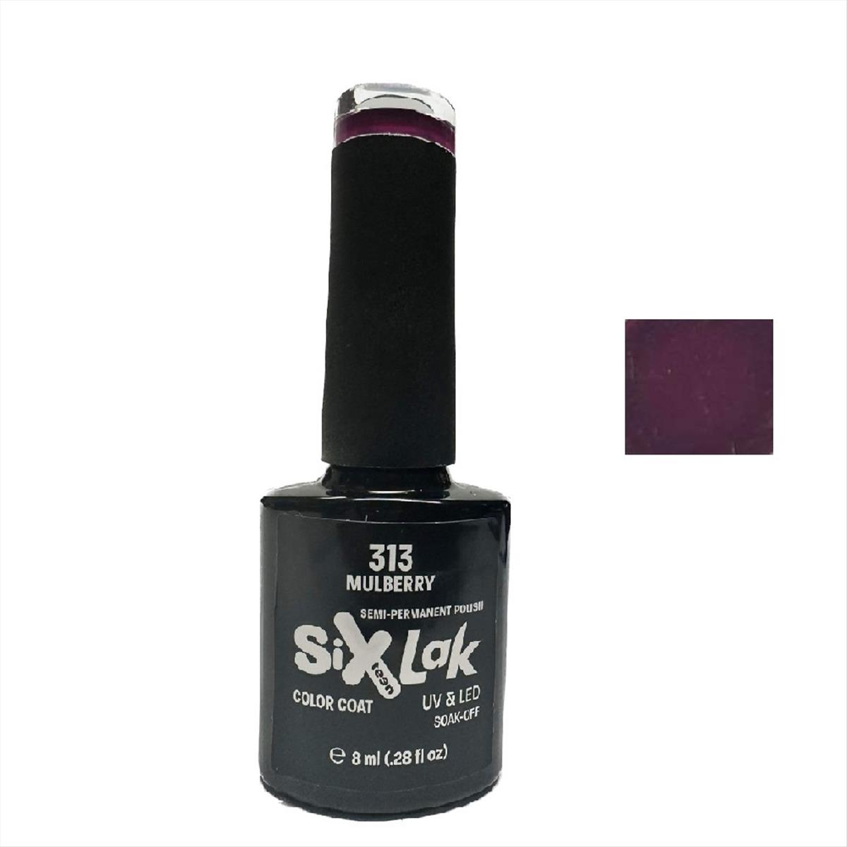 Semi-permanent Varnish SixLak Uv & Led Soak Off 313 Mulberry 8ml