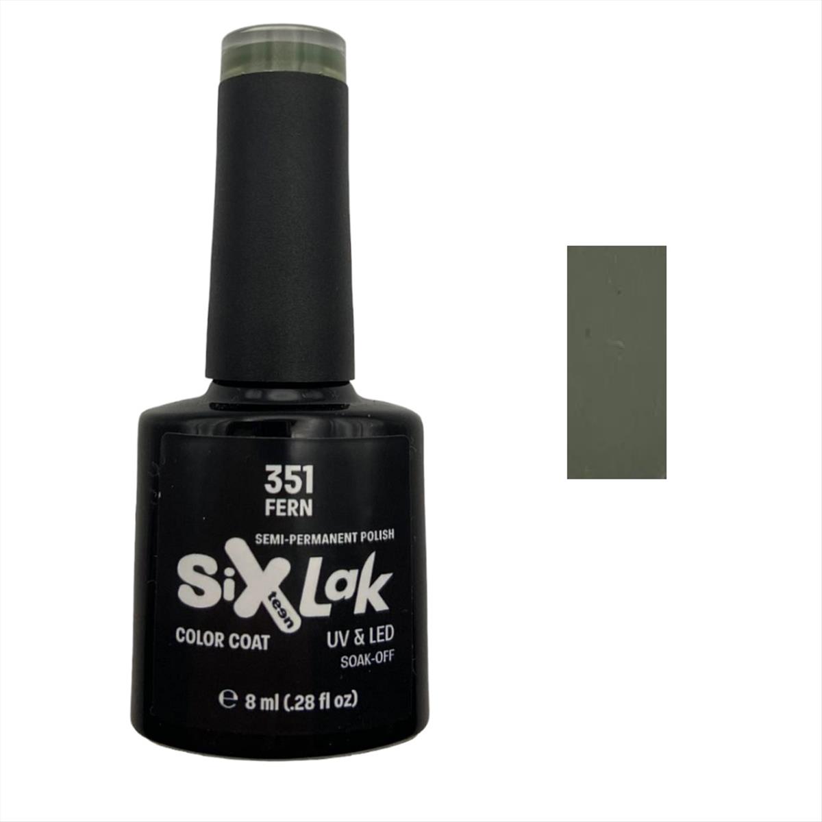 Semi-permanent Varnish SixLak Uv & Led Soak Off No351 Fern 8ml