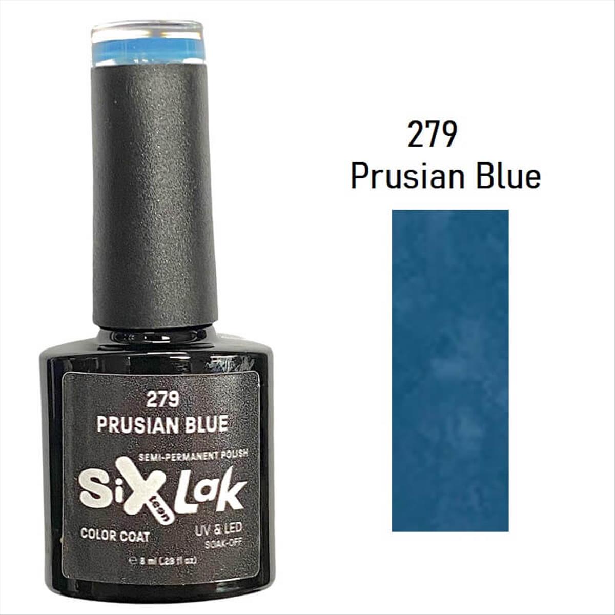 Semi-permanent Varnish SixLak Uv & Led Soak Off 279 Prusian Bue 8ml