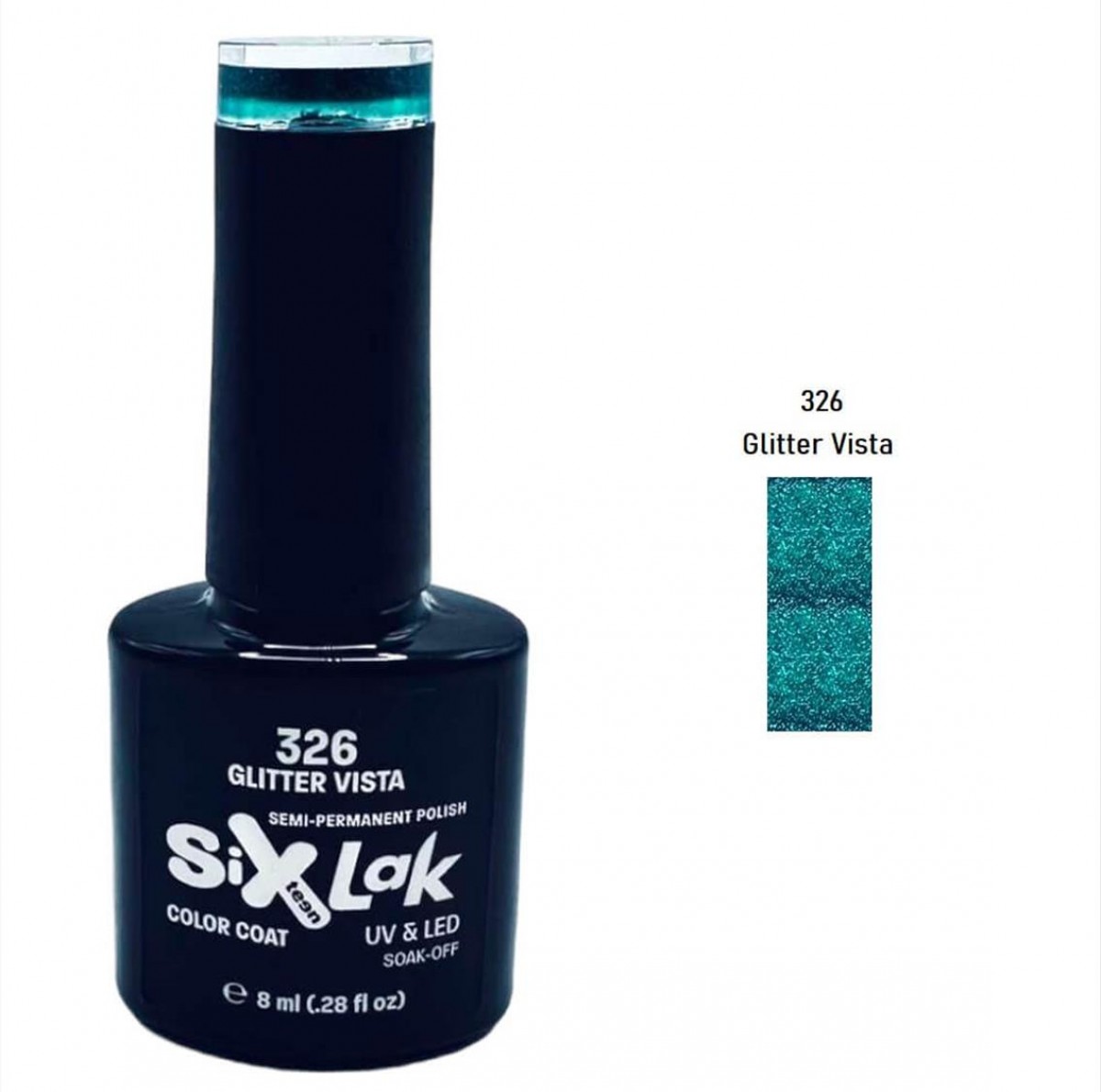 Semi-permanent Varnish SixLak Uv & Led Soak Off No326 Glitter Vista 8ml