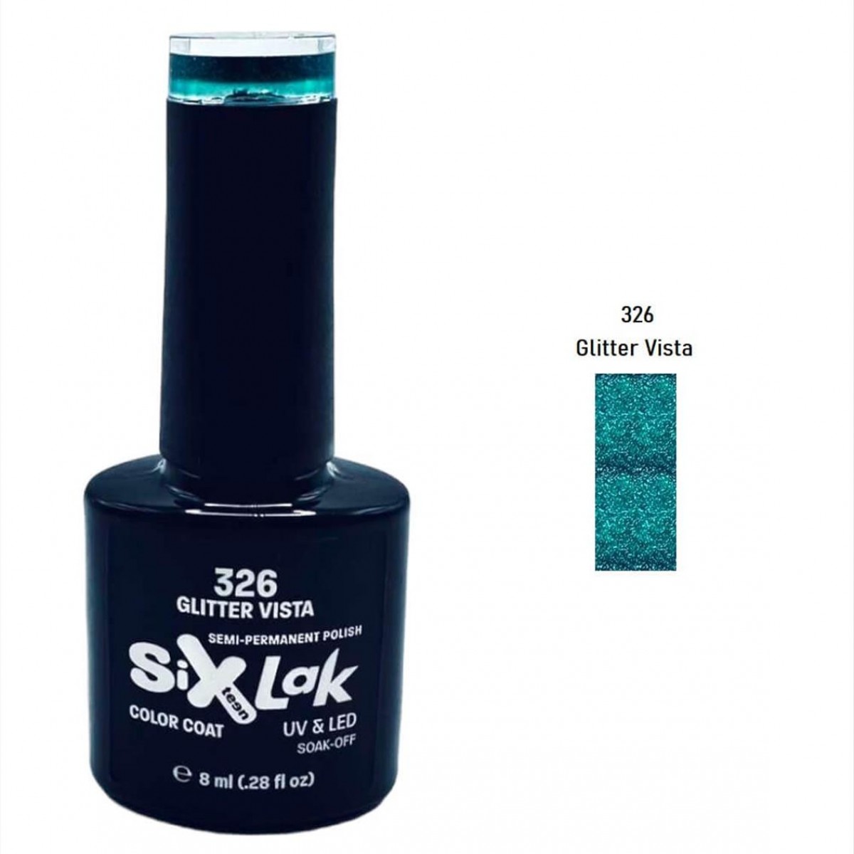 Semi-permanent Varnish SixLak Uv & Led Soak Off No326 Glitter Vista 8ml