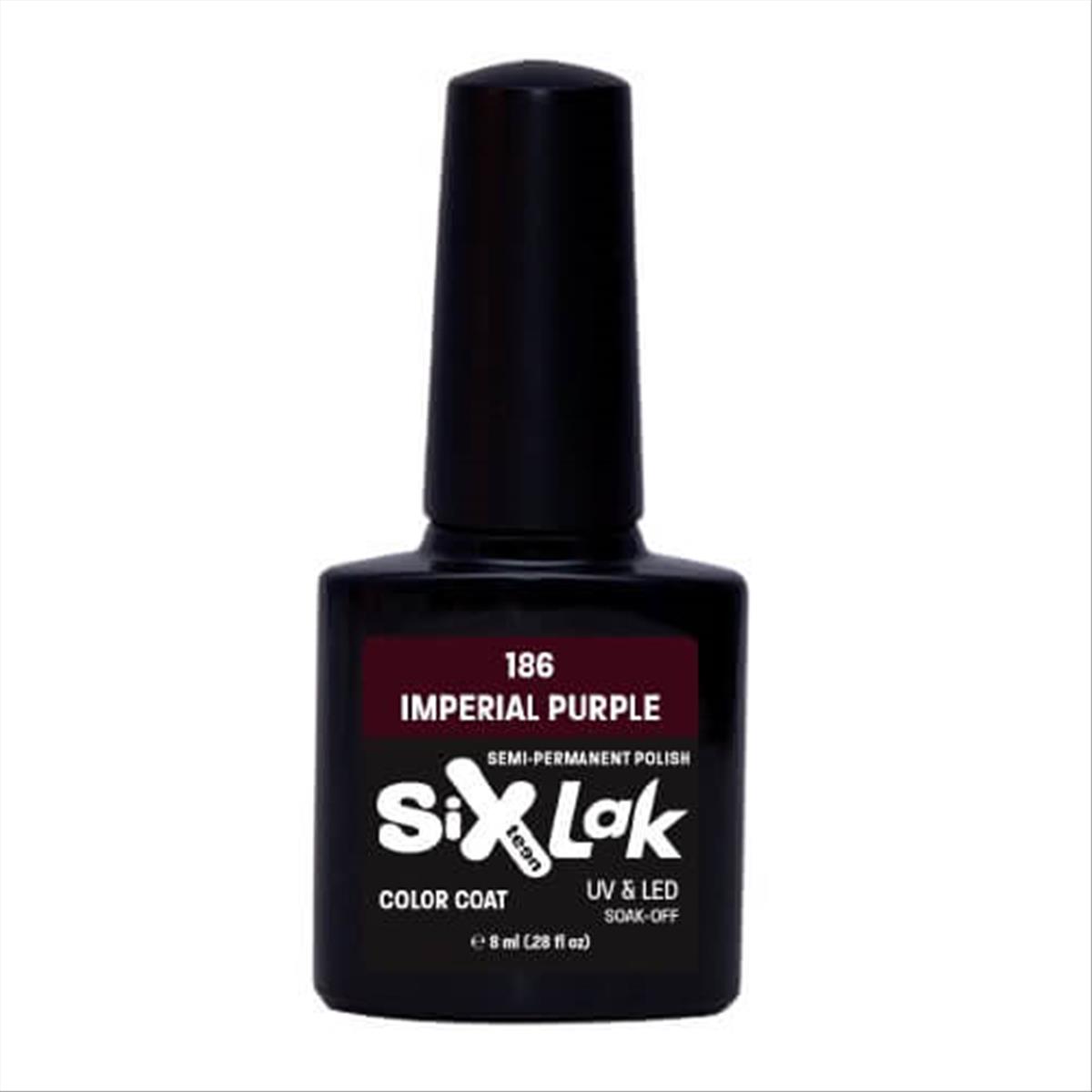 Ημιμόνιμο Βερνίκι SixLak Uv & Led Soak Off No186 Imperial Purple 8ml