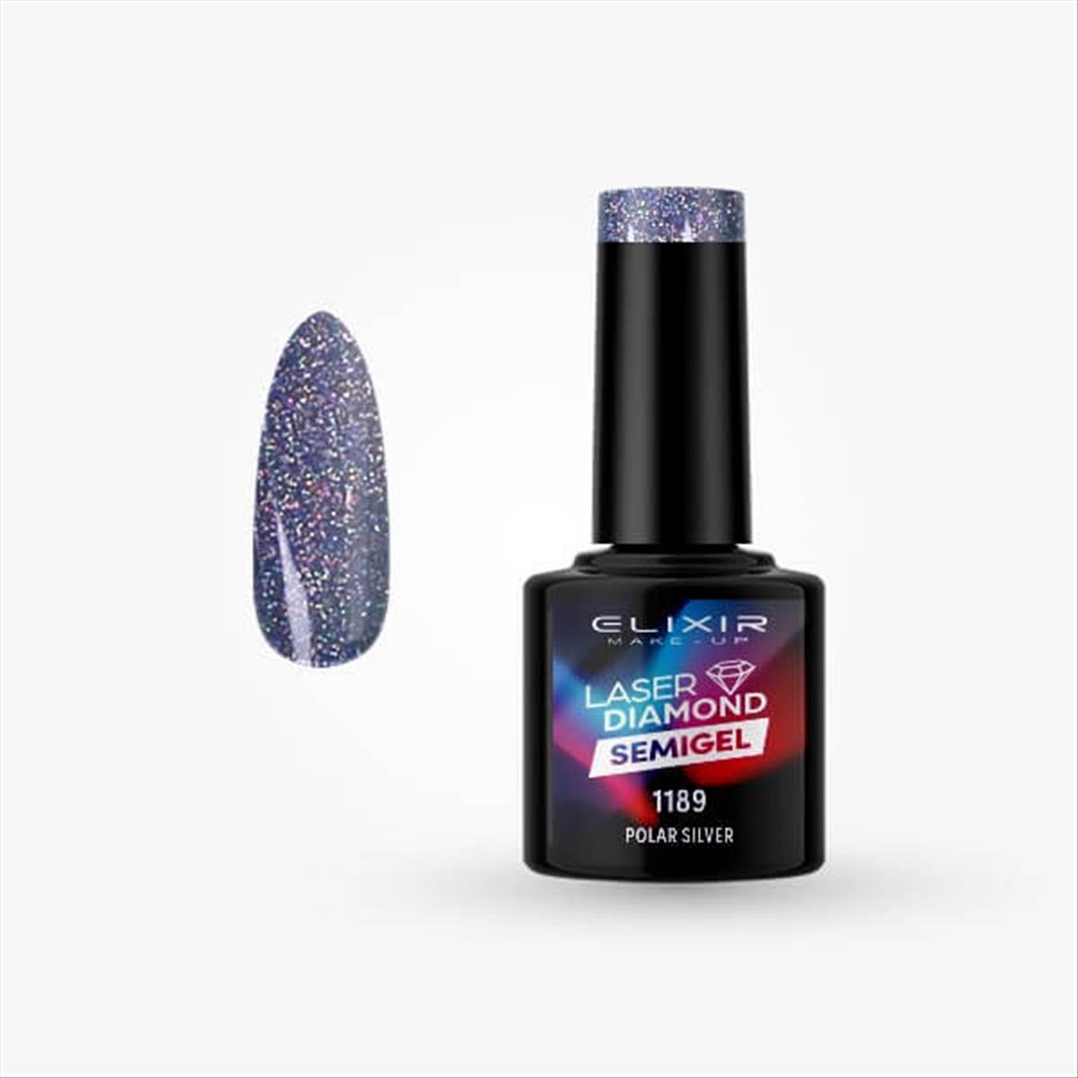 Elixir Semi Gel Uv&Led 1189 Laser Diamond Polar Silver 8ml