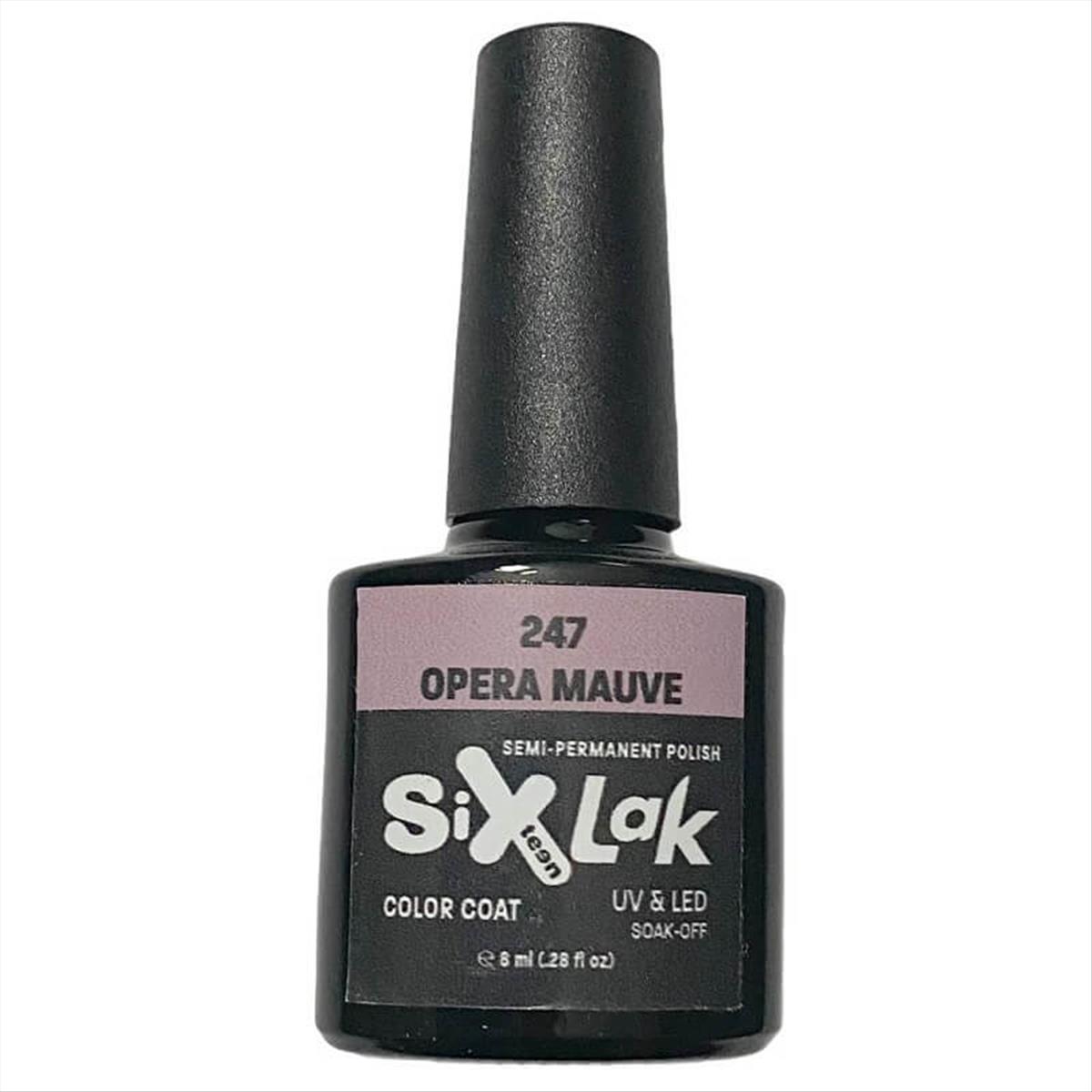 Semi-permanent Varnish SixLak Uv & Led Soak Off Opera Mauve No247-8ml