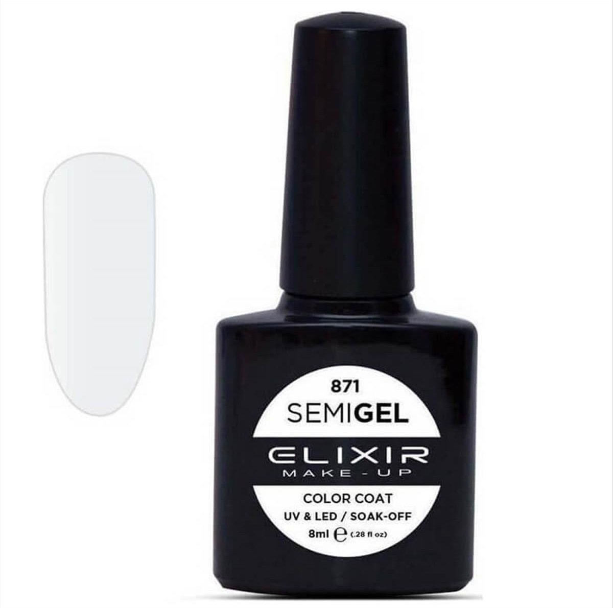 Ημιμόνιμο Βερνίκι Elixir Semi Gel Uv&Led 871 Milky White 8ml