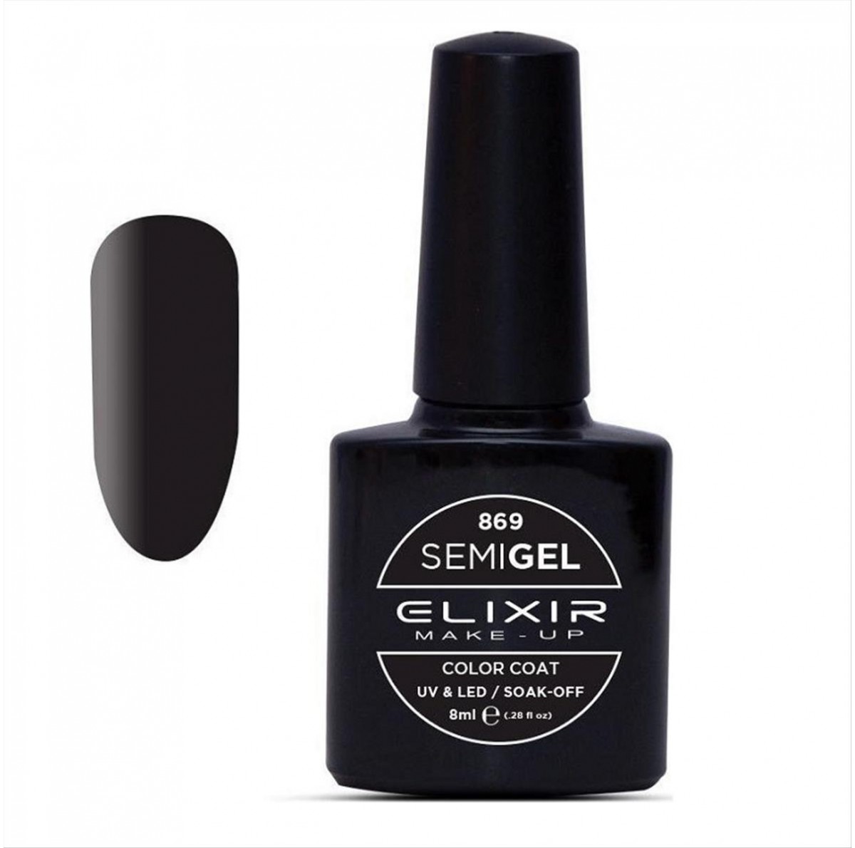 Ημιμόνιμο Βερνίκι Elixir Semi Gel Uv&Led 869 Black Lust 8ml