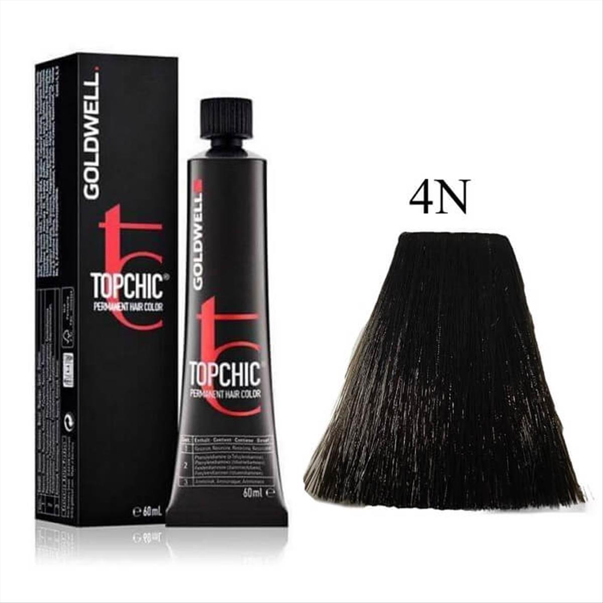 Βαφή Goldwell Topchic Permanent 4N Καστανό Μεσαίο Φυσικό 60ml