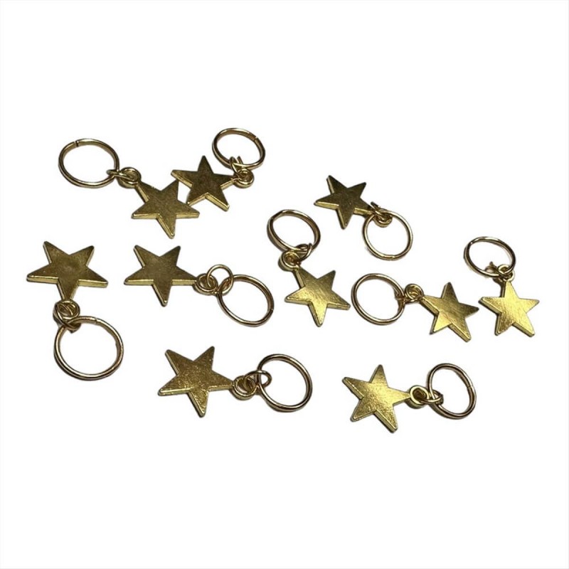 Decorative Hair Rings Gold Star HA8 10pcs