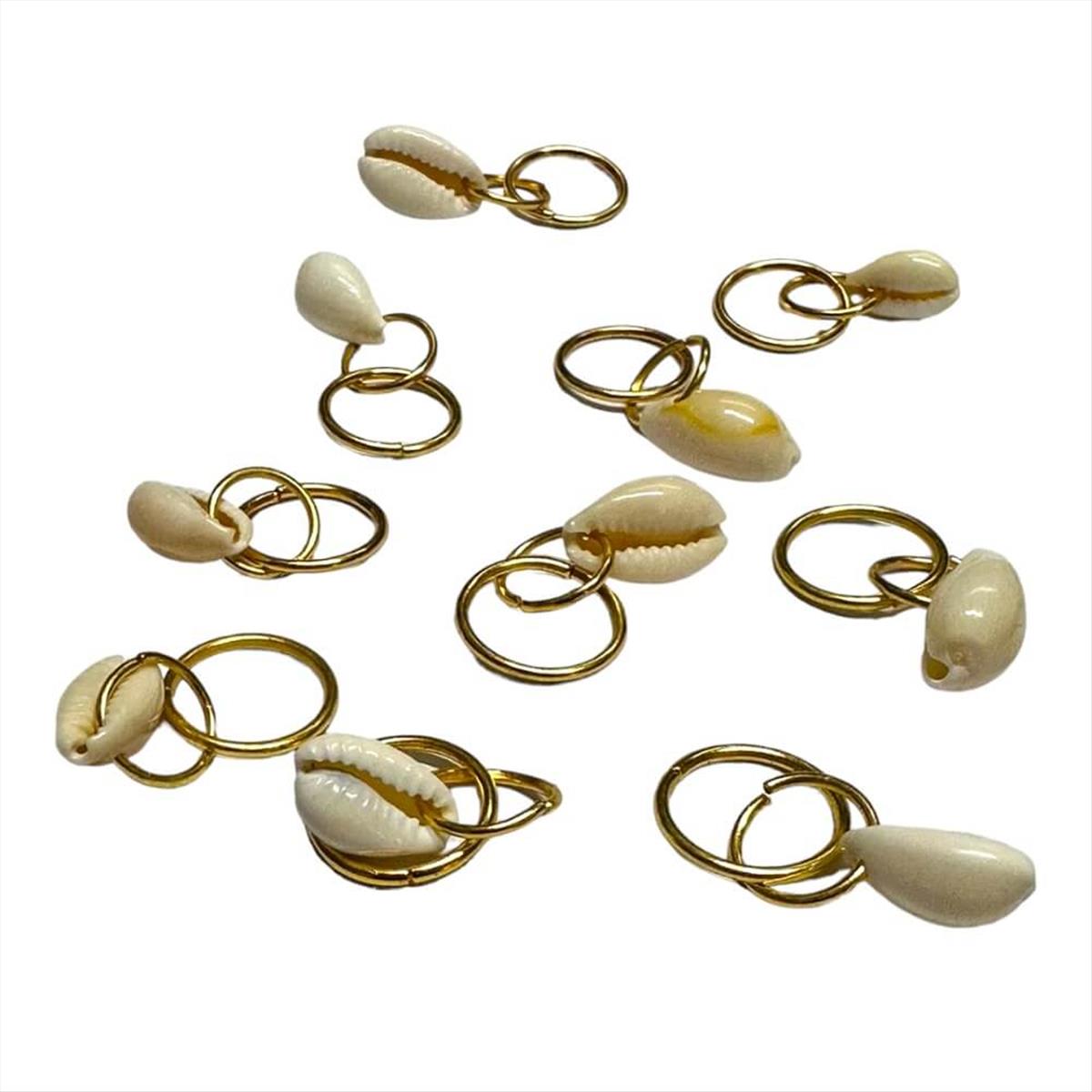 Decorative Gold Hair Rings with Shell HA11 10pcs