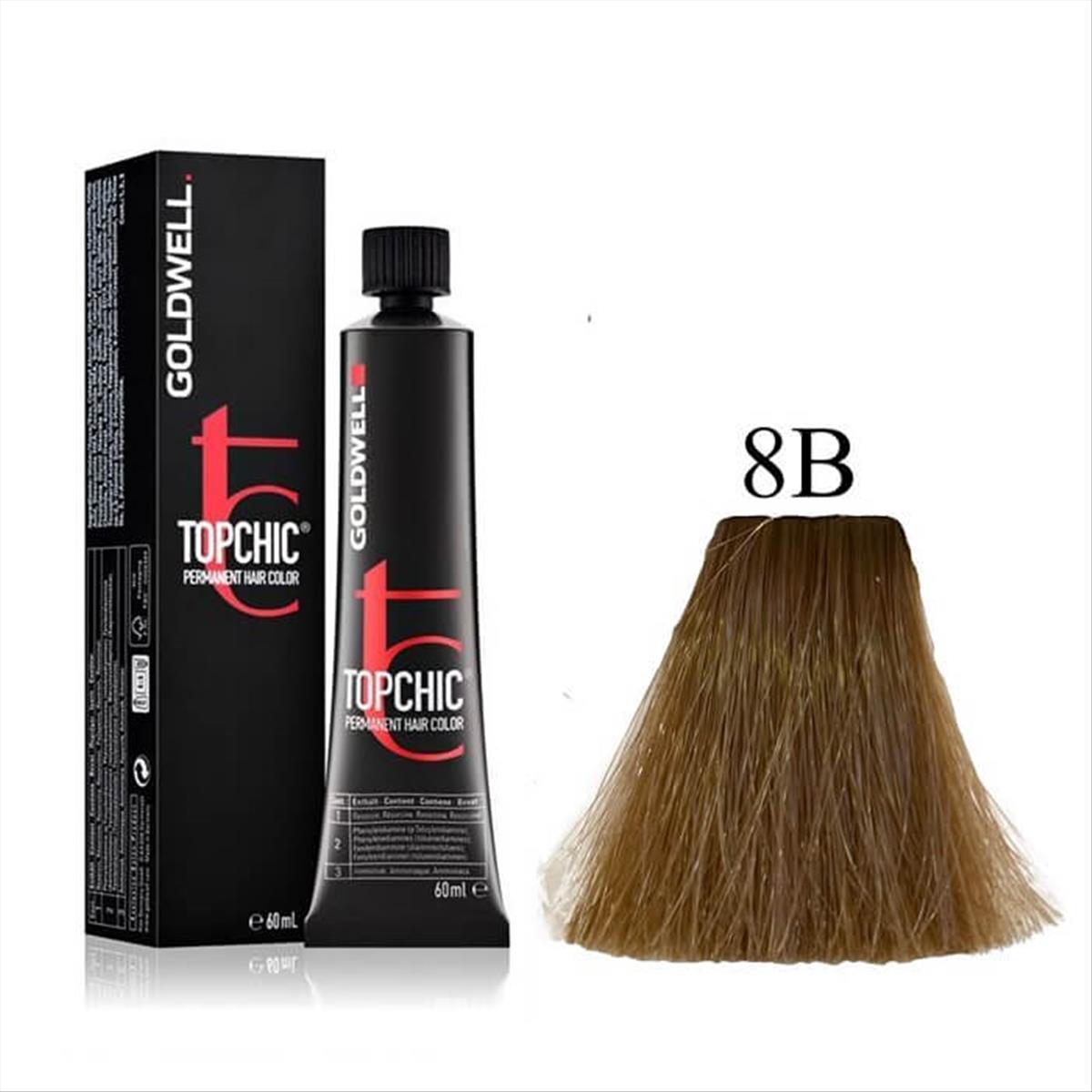 Βαφή Goldwell Topchic Permanent 8B Ξανθό Ανοικτό Άμμου 60ml