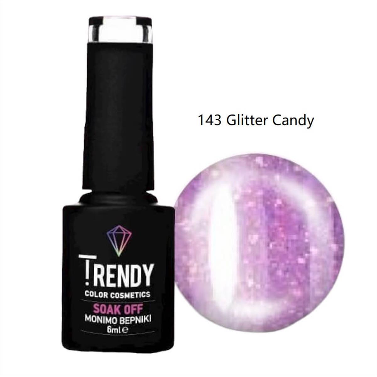 Ημιμόνιμο Βερνίκι Trendy Soak Off No143 Glitter Candy 6ml