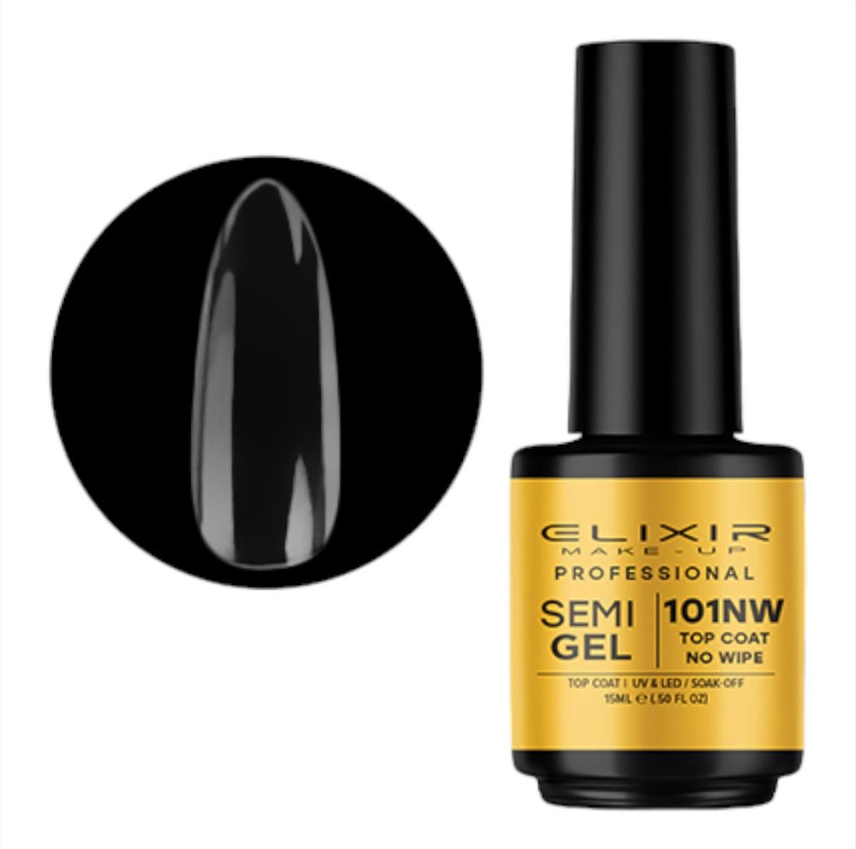 Elixir Semi Gel Uv&Led 101 Top Coat No Wipe 15ml