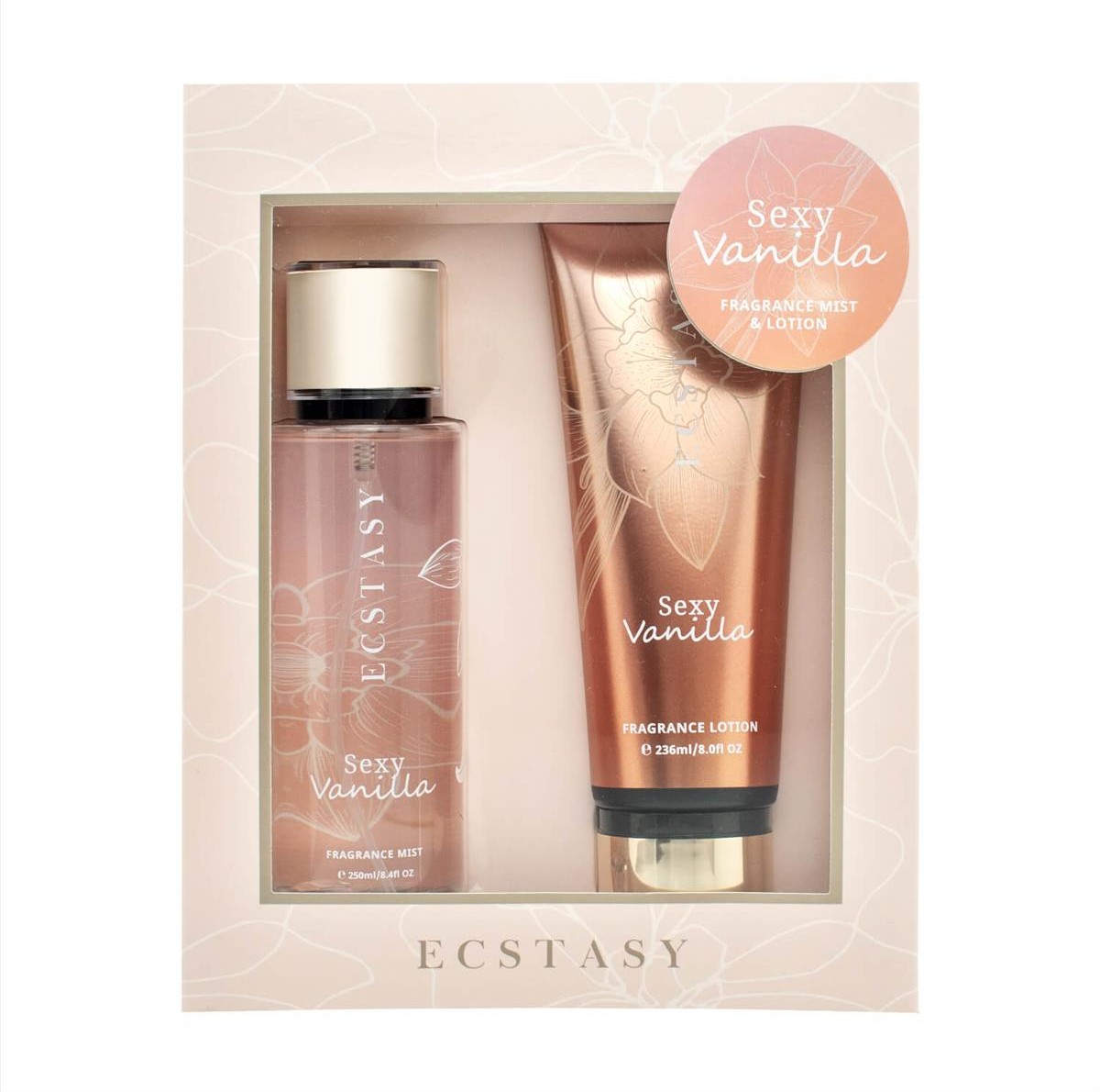 Ecstasy Σετ Δώρου - Sexy Vanilla Body Cream 236ml + Body Mist 250ml