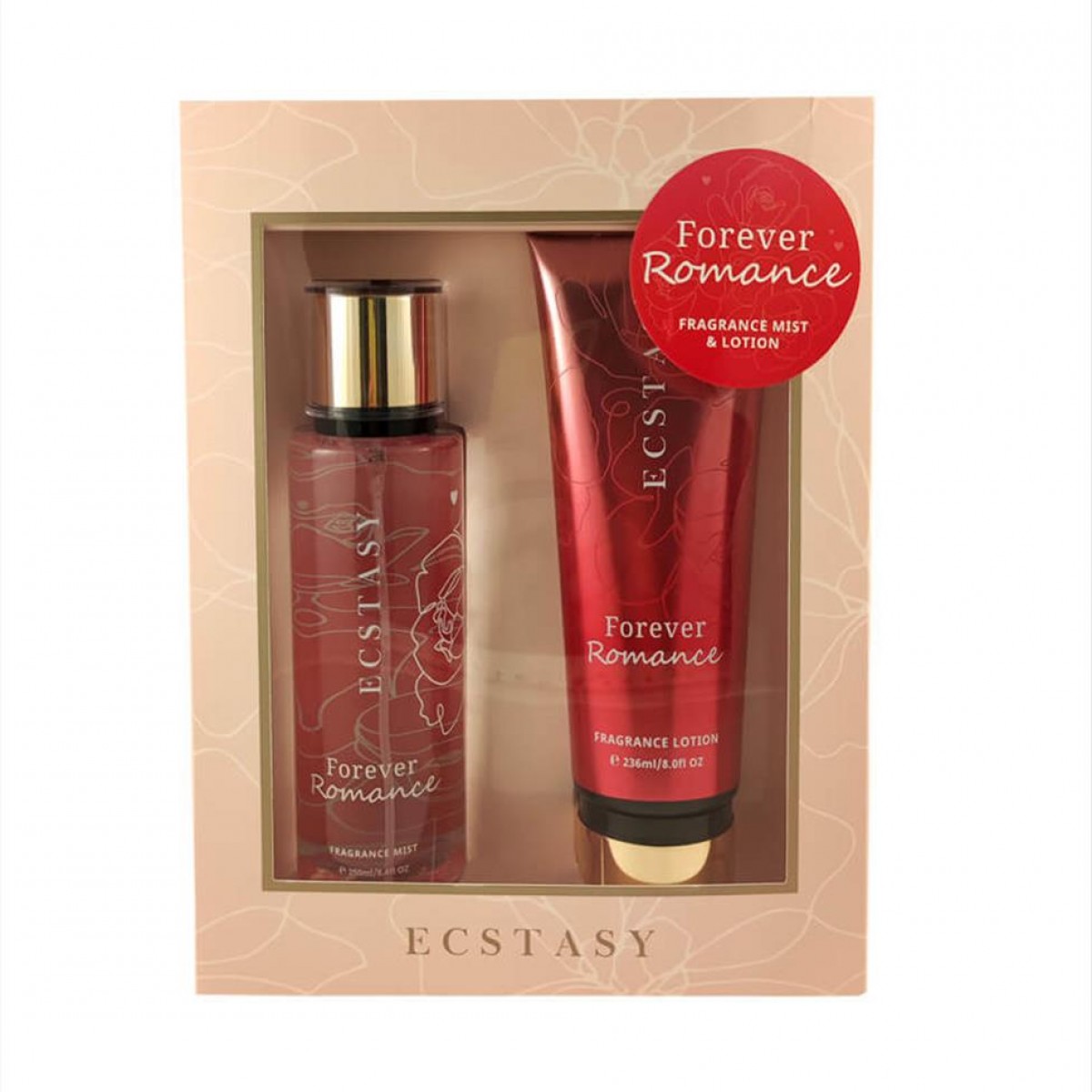 Ecstasy Gift Set - Forever Romance  Body Cream 236ml + Body Mist 250ml