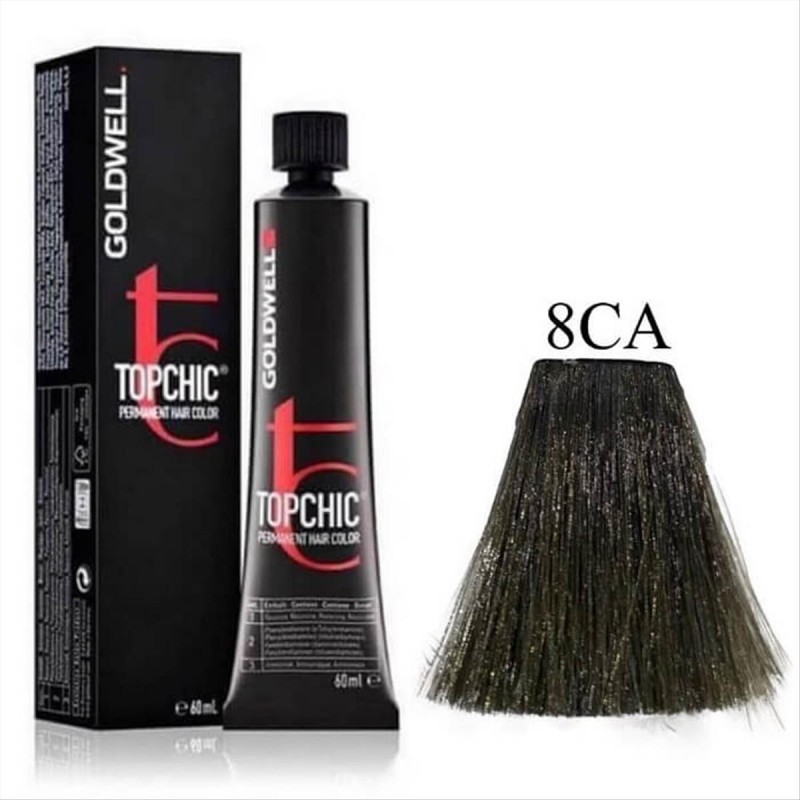Βαφή Goldwell Topchic Permanent 8CA Ανοιχτό Ξανθό Ψυχρό Σαντρέ 60ml