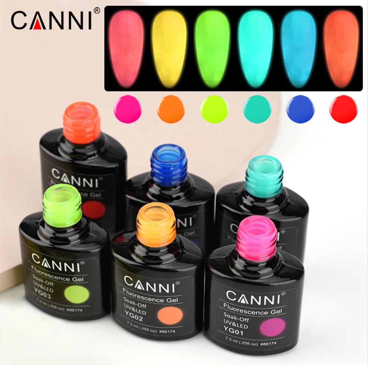 Canni Fluorescence Gel Polish Soak Off YG 7.3ml