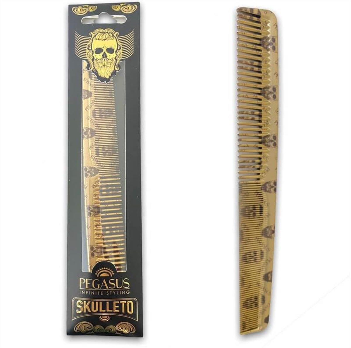 Hair Comb Barber Pegasus Hard Rubber Skulleto S514A