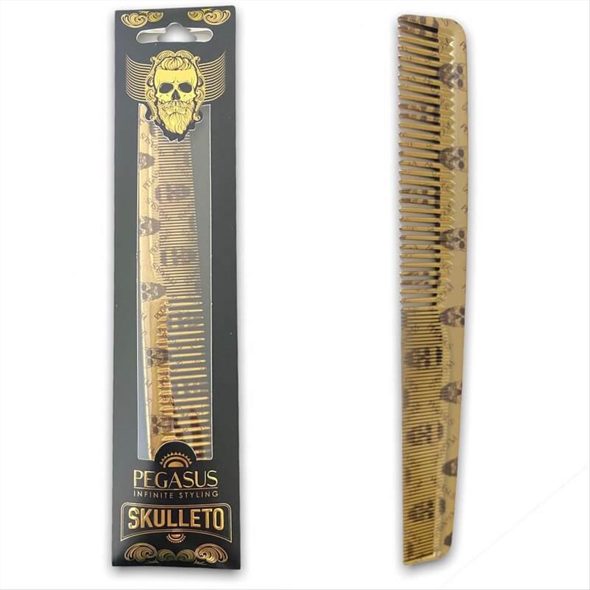 Hair Comb Barber Pegasus Hard Rubber Skulleto S514A