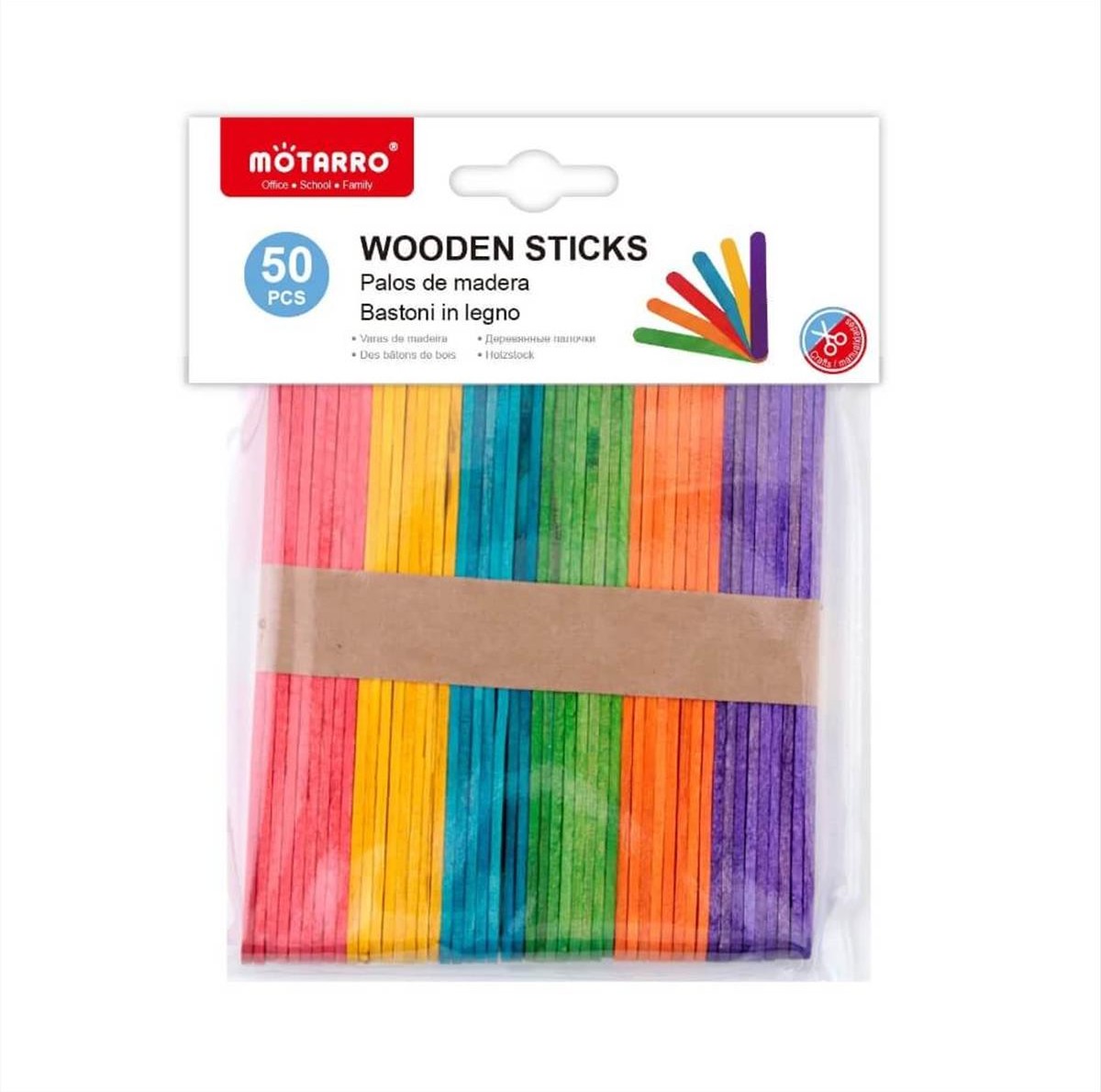 Wooden stick Motarro Multi Color 50pcs -150mm