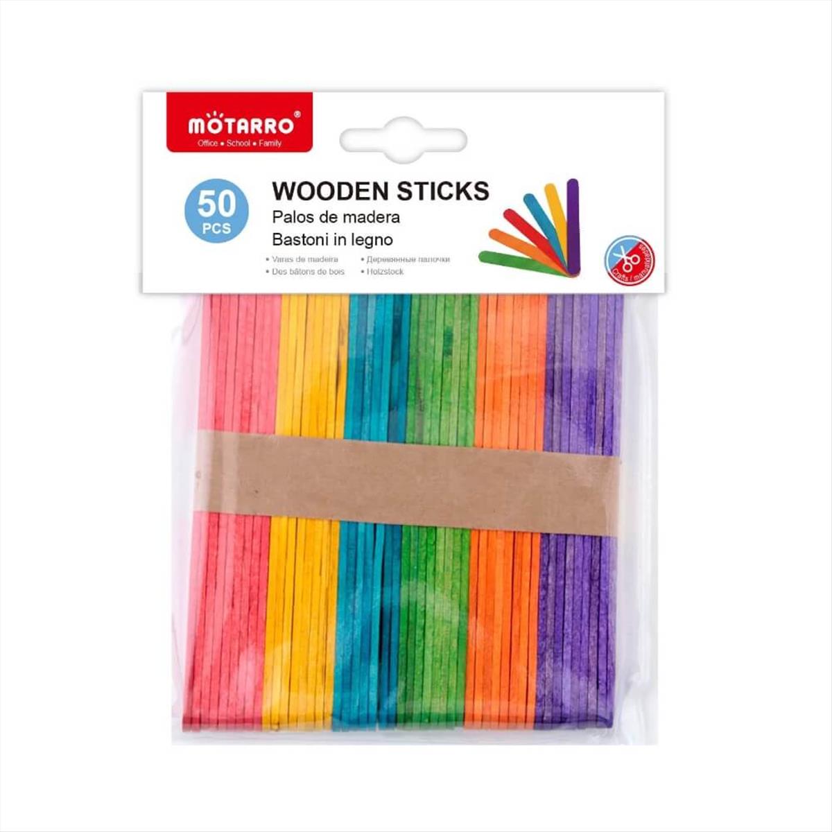 Wooden stick Motarro Multi Color 50pcs -150mm